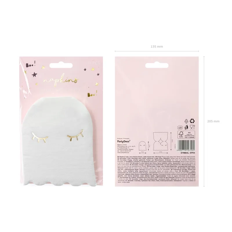 Șervețele de hârtie Fantomă albe cu imprimeu auriu, 11x14 cm, 20 buc.